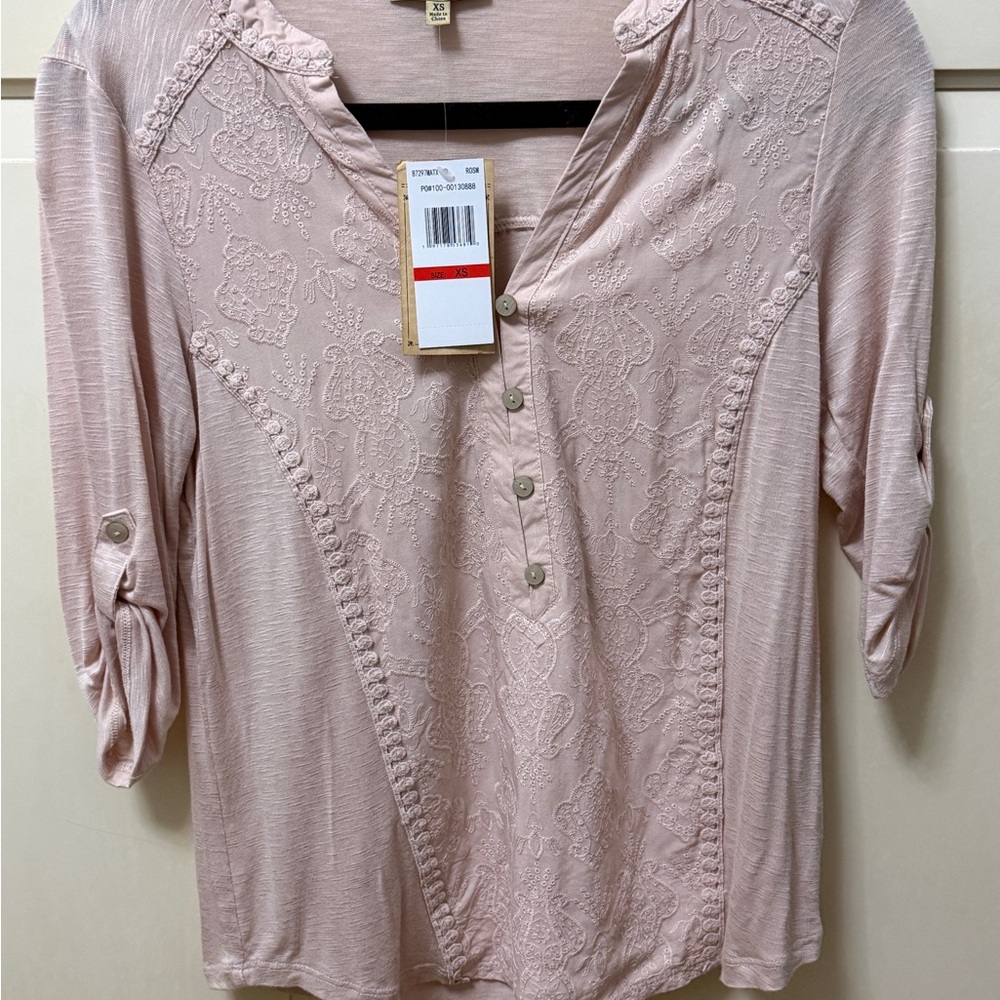 Women's Pink Embroidered Top